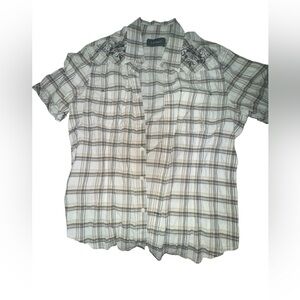 Jeffrey Campbell White and Black Plaid Shirt